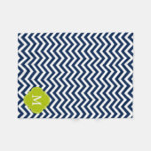 Couverture Polaire Monogramme Motif bleu et vert Zigzag (Devant (Horizontal))
