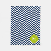 Couverture Polaire Monogramme Motif bleu et vert Zigzag (Devant)