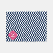 Couverture Polaire Monogramme Motif Blue & Fuschia Zigzag (Devant (Horizontal))