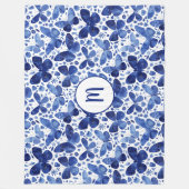 Couverture Polaire Monogramme Motif d'aquarelle papillon (Devant)
