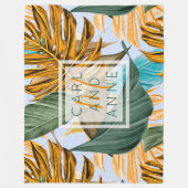 Couverture Polaire Monogramme Motif de feuille végétale de feuillage  (Devant)