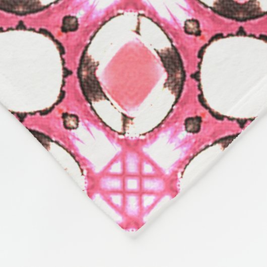 Couverture Polaire Monogramme Motif géométrique du cercle blanc rose (Coin)