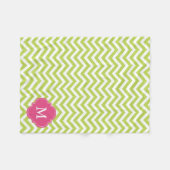 Couverture Polaire Monogramme Motif Green & Fuschia Zigzag (Devant (Horizontal))