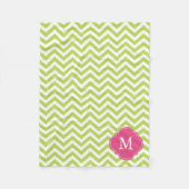 Couverture Polaire Monogramme Motif Green & Fuschia Zigzag (Devant)