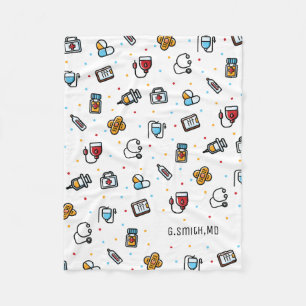 Couverture Polaire Monogramme. Motif Médicale. Pour les médecins et l