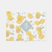 Couverture Polaire Monogramme Motif Pastel Citrus Lemons (Devant (Horizontal))