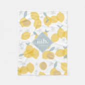 Couverture Polaire Monogramme Motif Pastel Citrus Lemons (Devant)