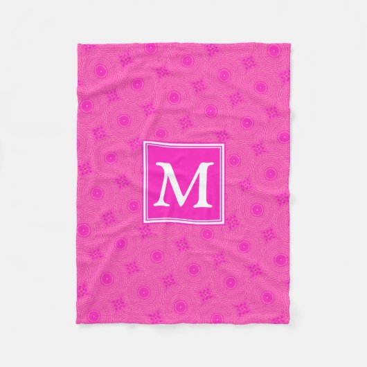 Couverture Polaire Monogramme motif rose chaud cercles (Devant)