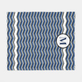 Couverture Polaire Monogramme nautique gris bleu Chevron de la Marine (Devant (Horizontal))