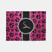 Couverture Polaire Monogramme neon parties scintillant rose chaud pat (Devant (Horizontal))