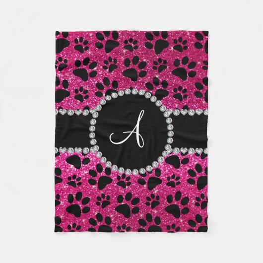 Couverture Polaire Monogramme neon parties scintillant rose chaud pat (Devant)