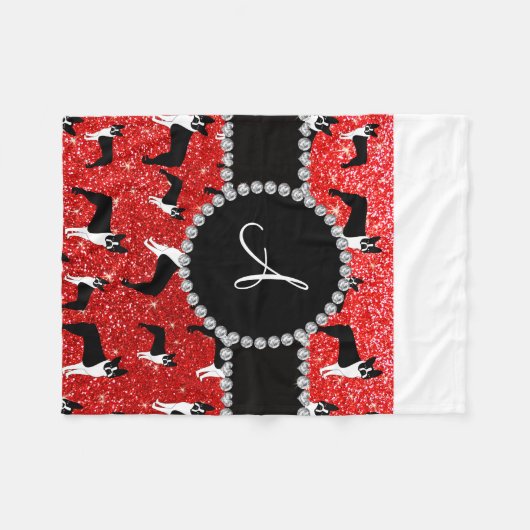 Couverture Polaire Monogramme néon rouge parties scintillant boston t (Devant (Horizontal))