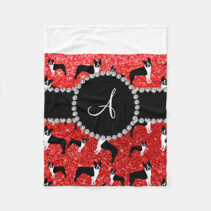 Couverture Polaire Monogramme néon rouge parties scintillant boston t