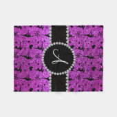 Couverture Polaire Monogramme néon violet parties scintillant de coeu (Devant (Horizontal))