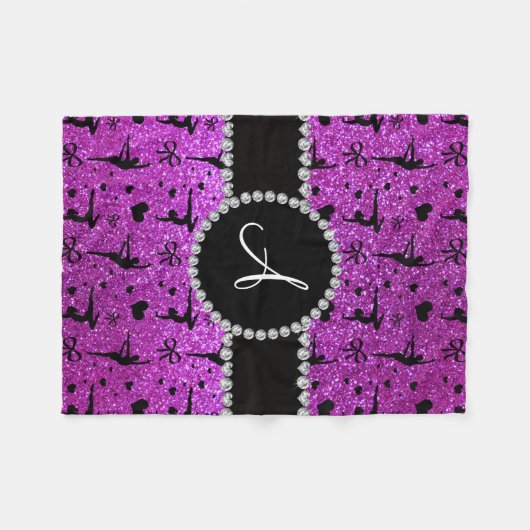 Couverture Polaire Monogramme néon violet parties scintillant de coeu (Devant (Horizontal))