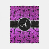 Couverture Polaire Monogramme néon violet parties scintillant de coeu (Devant)