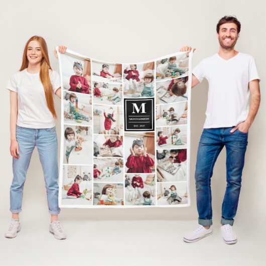 Couverture Polaire Monogramme noir 19 Photos Collage photo (En situation)