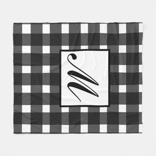 Couverture Polaire Monogramme noir blanc En vichy Motif (Devant (Horizontal))
