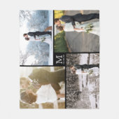 Couverture Polaire Monogramme noir et blanc 4 Mariage de collage phot (Devant)