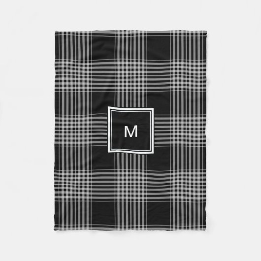 Couverture Polaire Monogramme noir et blanc moderne de plaid de (Devant)