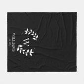Couverture Polaire Monogramme noir initial nouvellement marié Élégant (Devant (Horizontal))