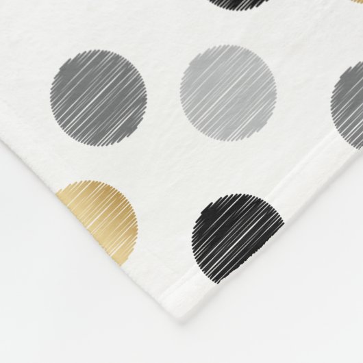 Couverture Polaire Monogramme Noir, Or, Pois d'argent (Coin)