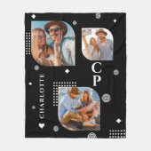 Couverture Polaire Monogramme Nom 3 Photo Collage tendance moderne (Devant)