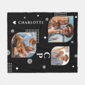 Couverture Polaire Monogramme Nom 3 Photo Collage tendance moderne (Devant (Horizontal))