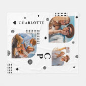 Couverture Polaire Monogramme Nom 3 Photo Collage tendance moderne (Devant (Horizontal))