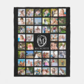 Couverture Polaire Monogramme Nom 44 Photo Collage modifiable noir (Devant)