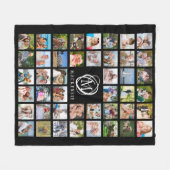 Couverture Polaire Monogramme Nom 44 Photo Collage modifiable noir (Devant (Horizontal))