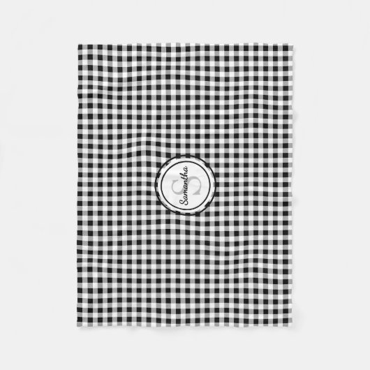 Couverture Polaire Monogramme Nom B&W Buffalo Check (Devant)