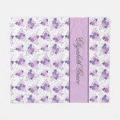 Couverture Polaire Monogramme Nom Floral Rose Violet Script (Devant (Horizontal))