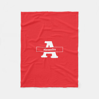 Couverture Polaire Monogramme nom rouge simple moderne canapé lit Bla