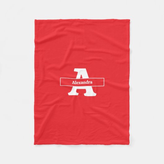 Couverture Polaire Monogramme nom rouge simple moderne canapé lit Bla (Devant)