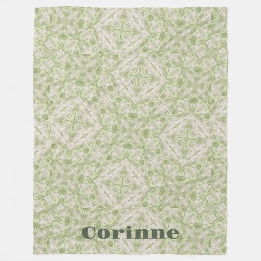 Couverture Polaire Monogramme Nom Sage Green Motif | (Devant)