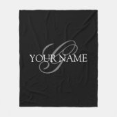 Couverture Polaire Monogramme Nom Script Noir Gris (Devant)