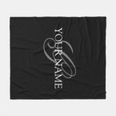 Couverture Polaire Monogramme Nom Script Noir Gris (Devant (Horizontal))