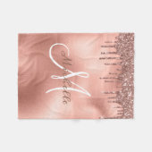 Couverture Polaire Monogramme or rose Parties scintillant personnalis (Devant (Horizontal))