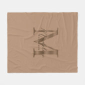 Couverture Polaire Monogramme Or Taupe Métallisé Écriture Élégante (Devant (Horizontal))