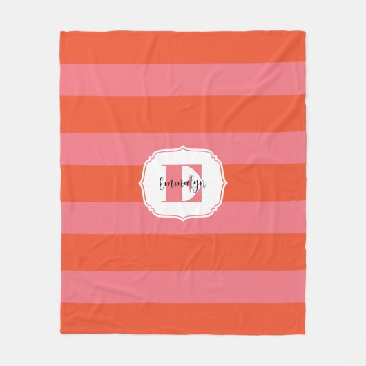 Couverture Polaire Monogramme orange et rose vif trié (Devant)