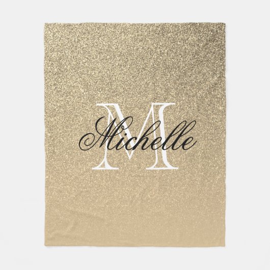 Couverture Polaire Monogramme Parties scintillant d'or (Devant)