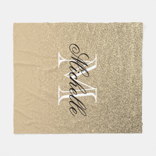 Couverture Polaire Monogramme Parties scintillant d'or (Devant (Horizontal))