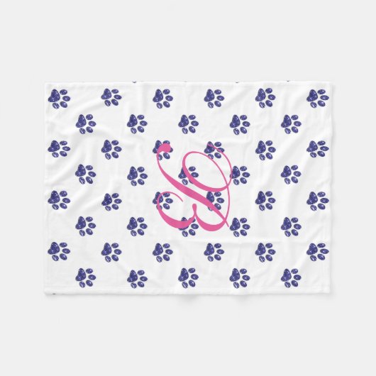 Couverture Polaire Monogramme, Parties scintillant violette, Empreint (Devant (Horizontal))