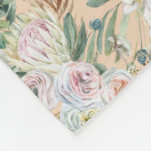 Couverture Polaire Monogramme Peach Rose Blanc Vert Floral Eucalyptus (Coin)