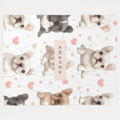 Couverture Polaire Monogramme Personalized Adorable French Bulldog (Devant (Horizontal))