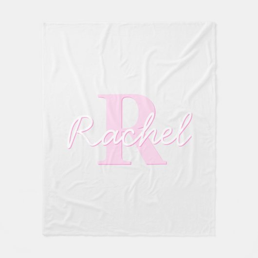 Couverture Polaire Monogramme personnalisable | Ombre rose et gris (Devant)