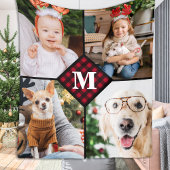 Couverture Polaire Monogramme personnalisé 4 photo rouge bison plaqué