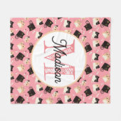 Couverture Polaire Monogramme personnalisé chats mignonettes couvertu (Devant (Horizontal))