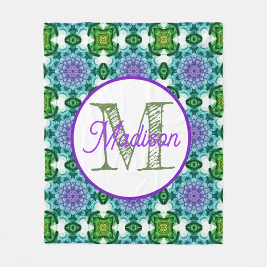 Couverture Polaire Monogramme personnalisé chats mignonettes couvertu (Devant)